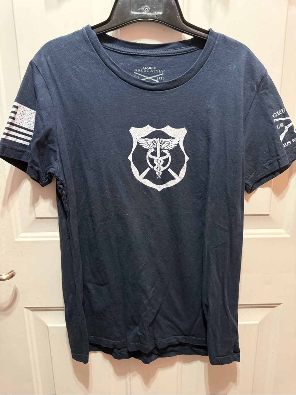 Grunt Style Navy Short Sleeve Hero Medical Shield Graphic Tee XL